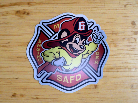 Mighty Mouse Firefighter Sticker